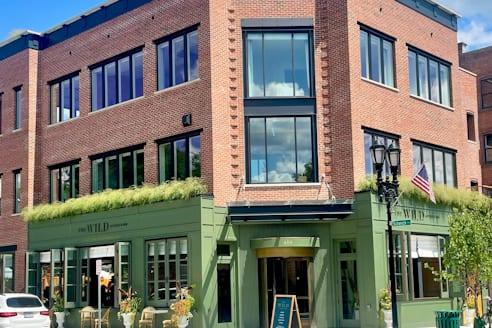 Corner view of the completed 416 Main Street building