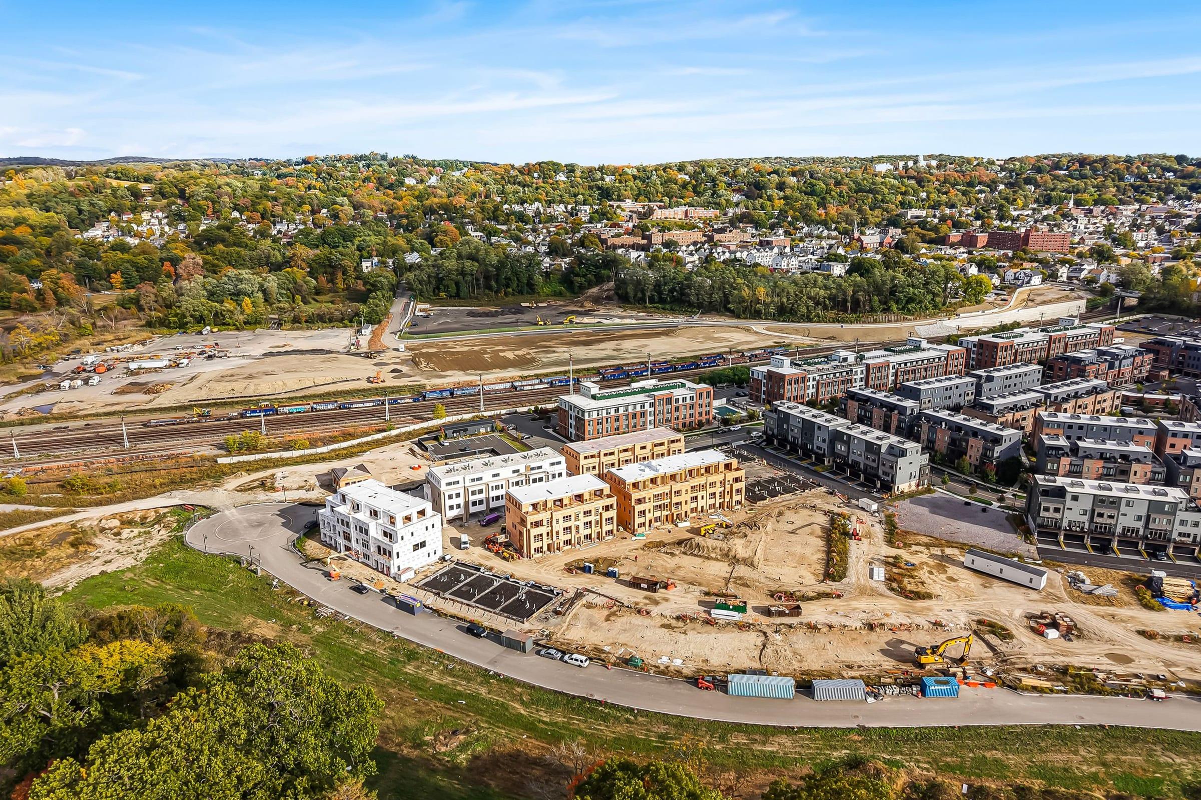 Aerial view of the One Kingsland site within the Edge-on-Hudson community